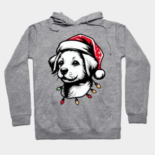 Adorable Dog Christmas Lights Santa Hat Hoodie